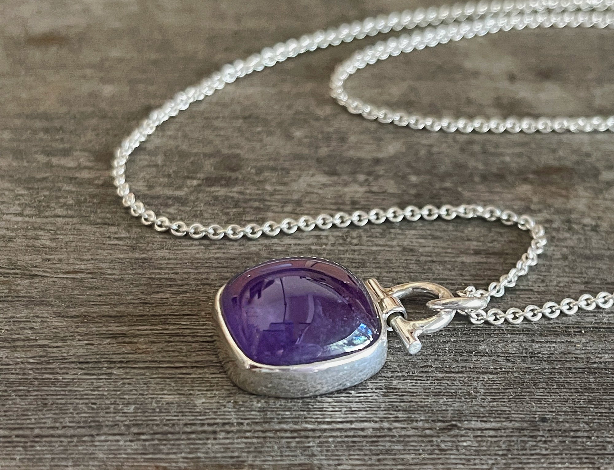 Amethyst Necklace in Sterling Silver, Amethyst Layering Necklace, Amethyst Pendant, February Birthstone, Handmade Christmas Gift