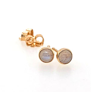 Moonstone Stud Earrings, 14k Gold Earrings, Gold Stud Earrings, Tiny Stud Earrings